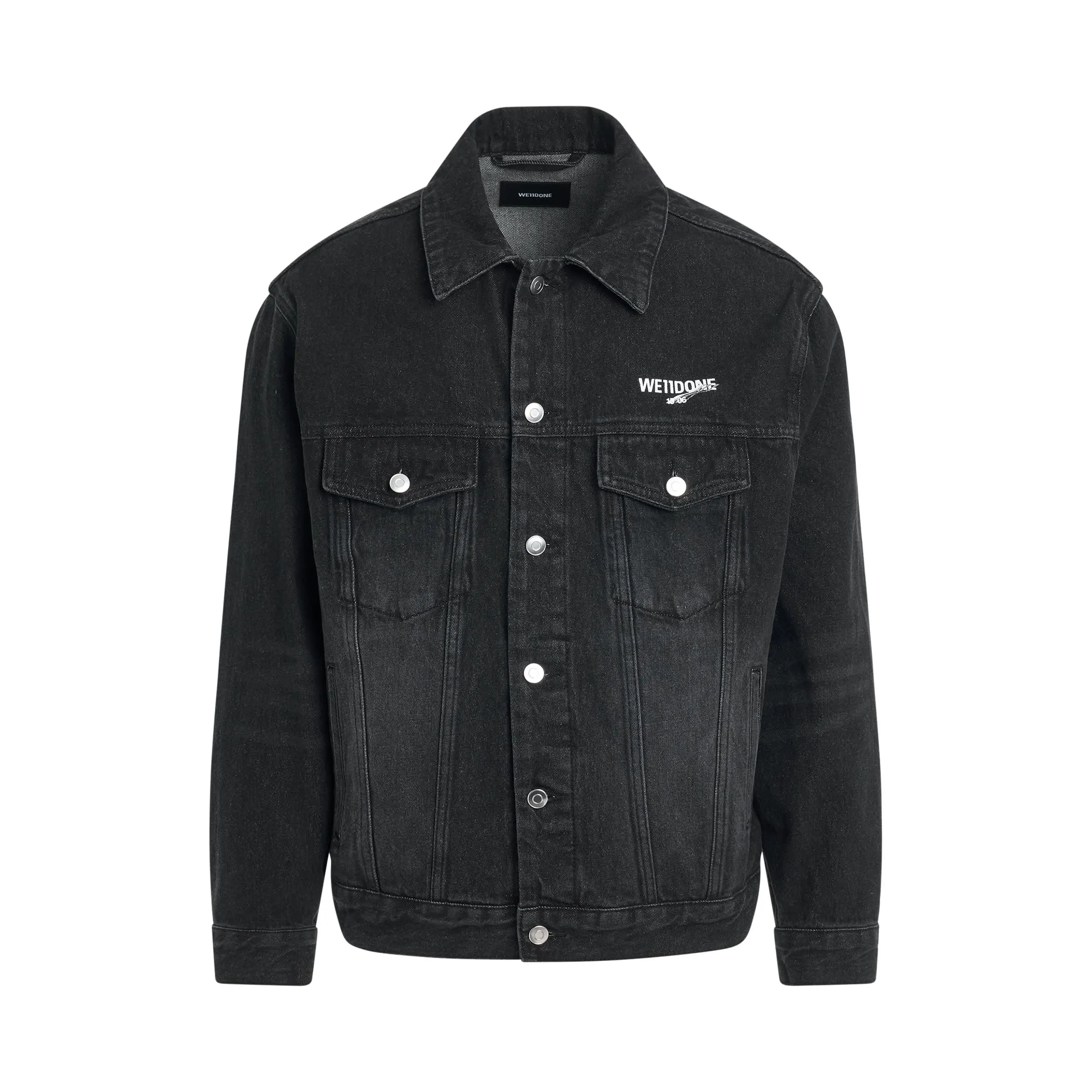 1506 Logo Loose-Fit Denim Trucker Jacket in Black