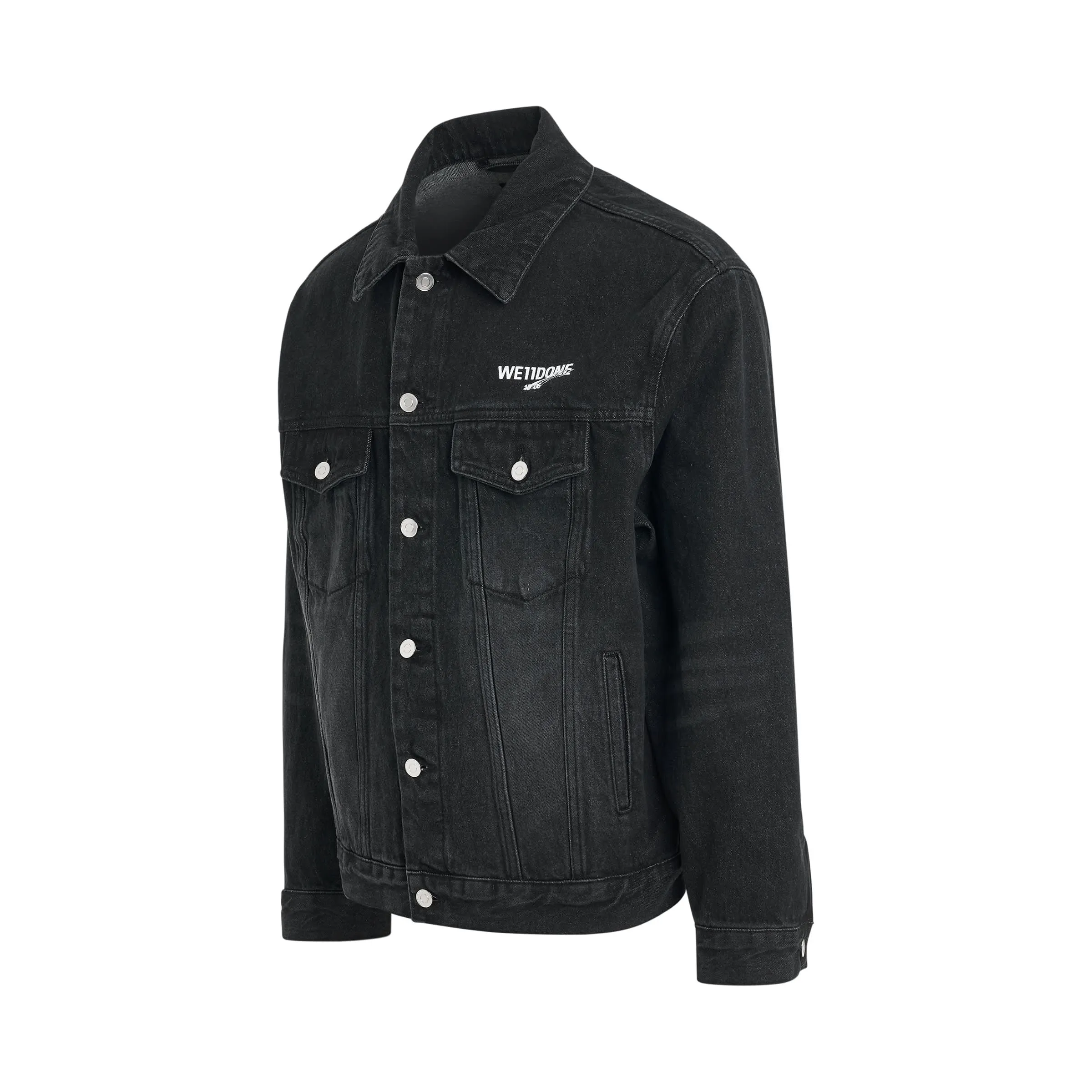 1506 Logo Loose-Fit Denim Trucker Jacket in Black