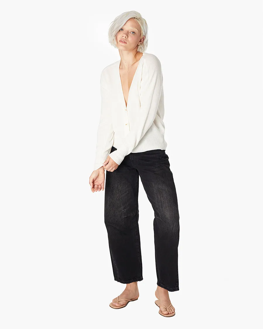 Cashmere V Neck Cardigan - Cream