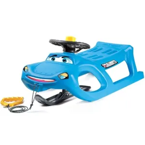 Children Sledge Sled Car Zigi-Zet Control Blue Controlled Skid Steerable Skid by Steering Wheel Horn Drawstring