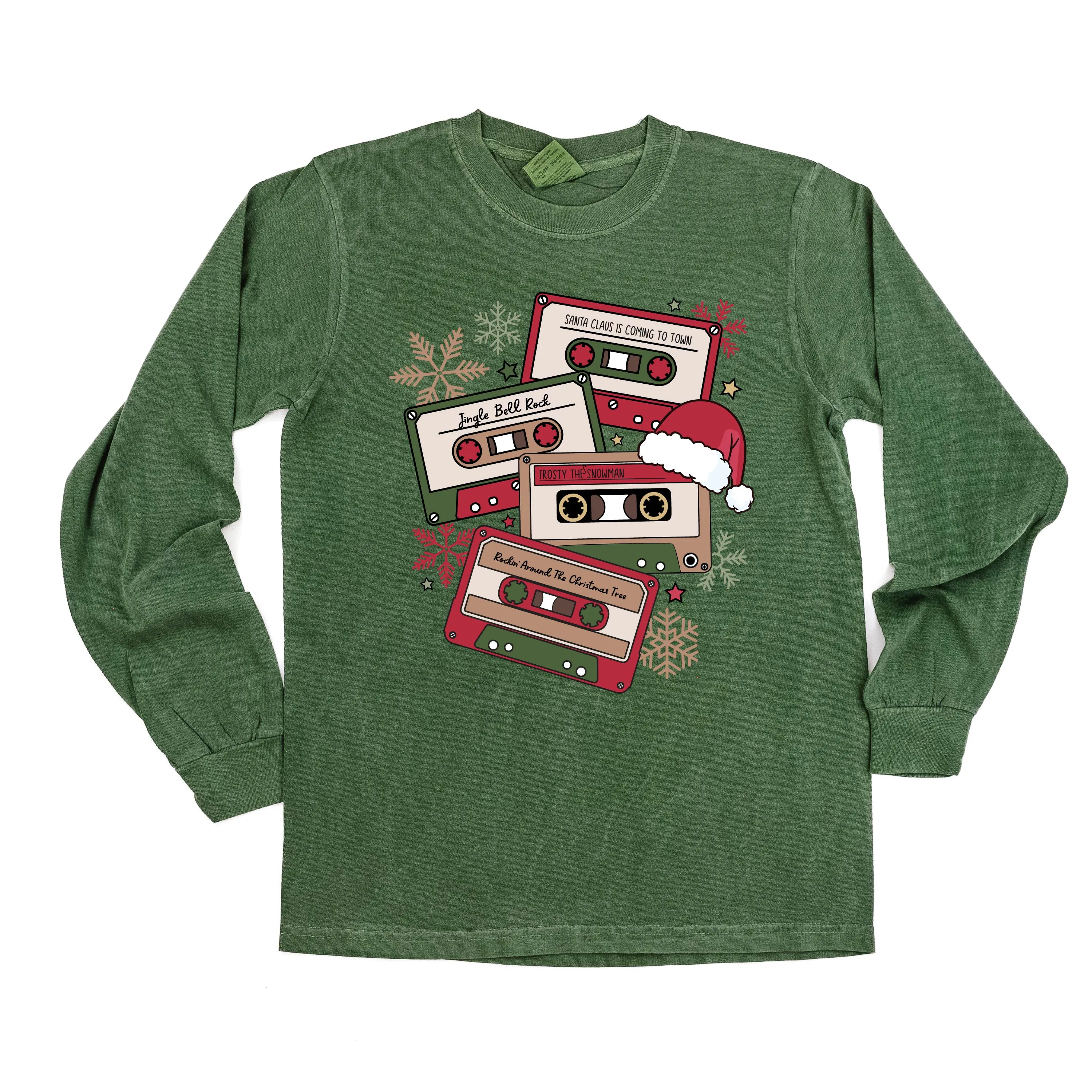 Christmas Cassette Tapes - LONG SLEEVE Comfort Colors Tee