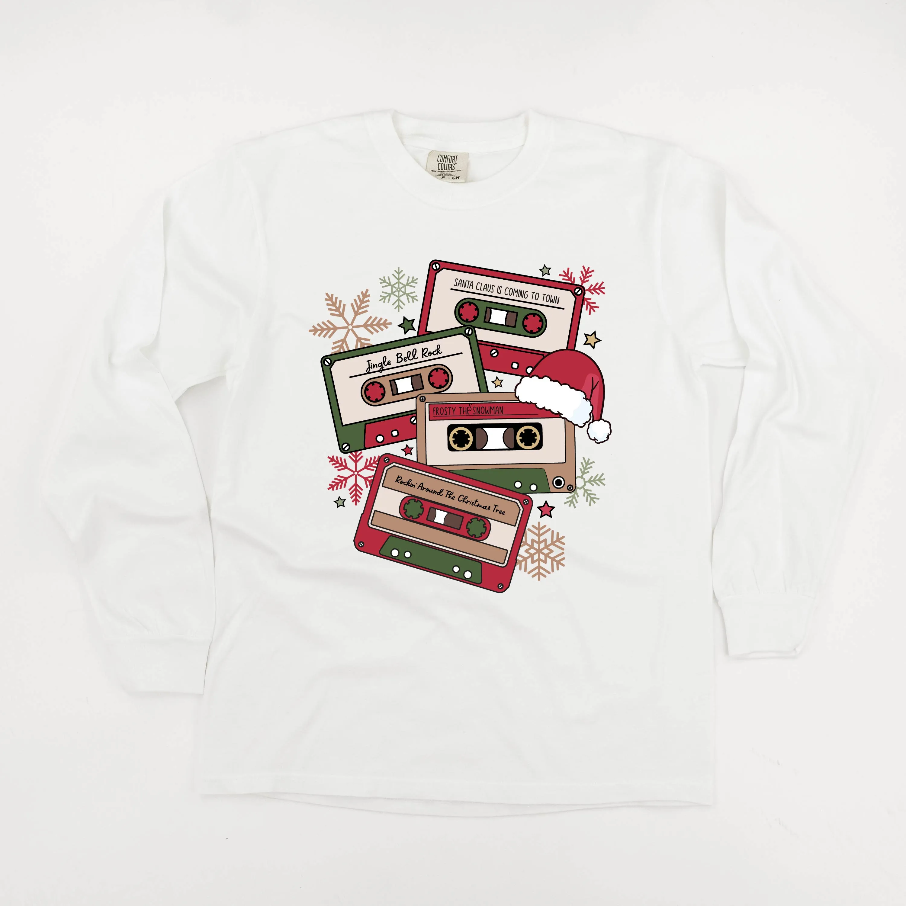 Christmas Cassette Tapes - LONG SLEEVE Comfort Colors Tee