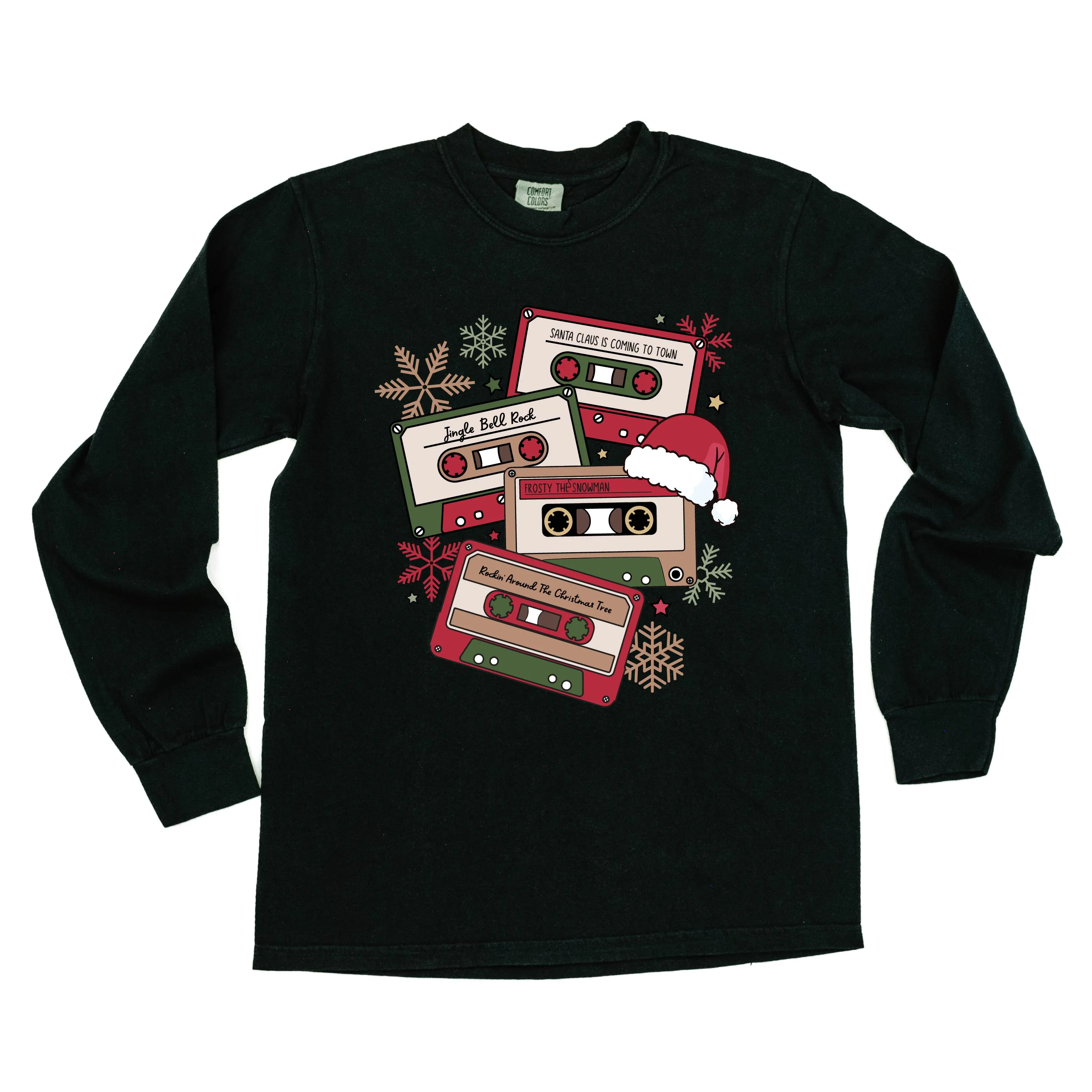 Christmas Cassette Tapes - LONG SLEEVE Comfort Colors Tee