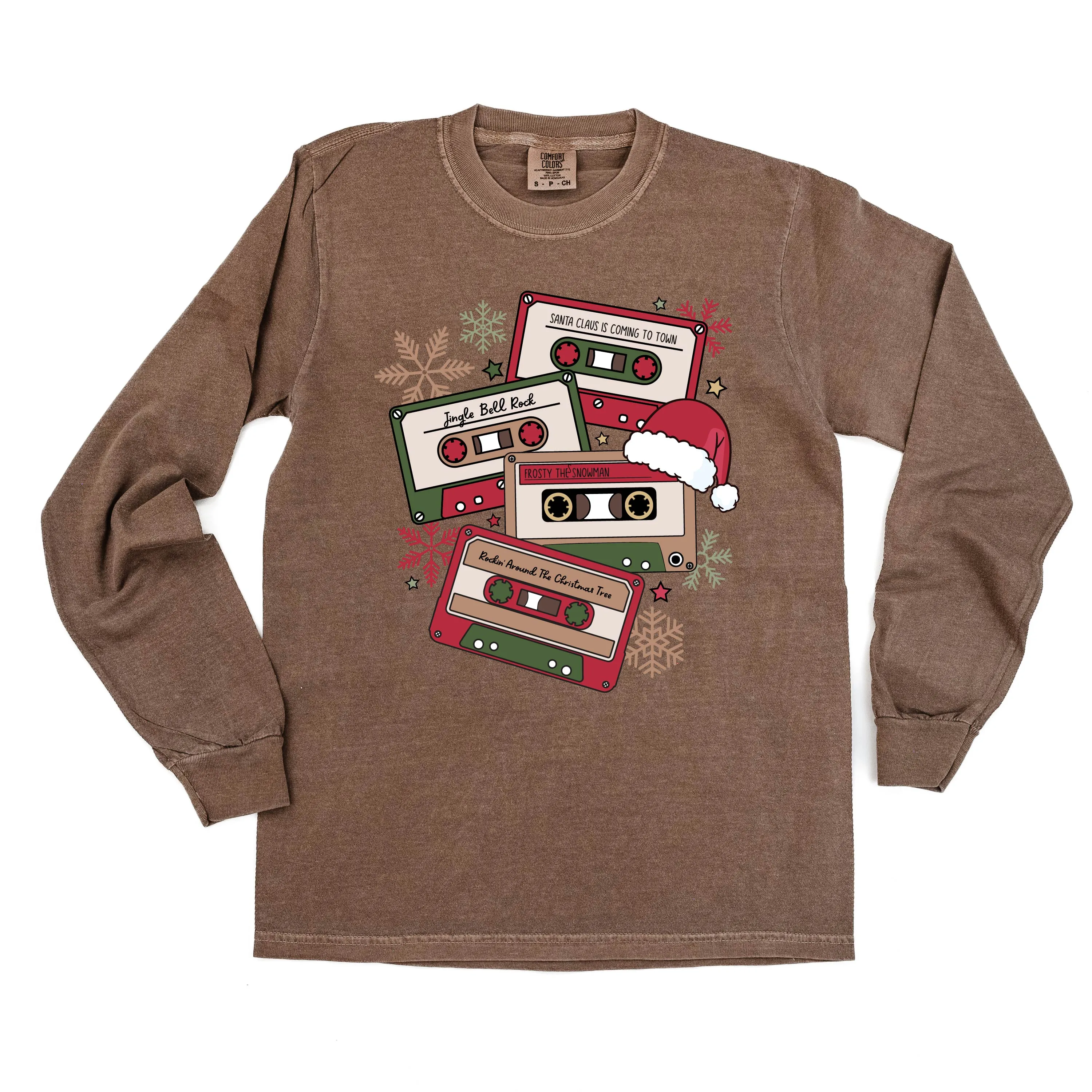 Christmas Cassette Tapes - LONG SLEEVE Comfort Colors Tee