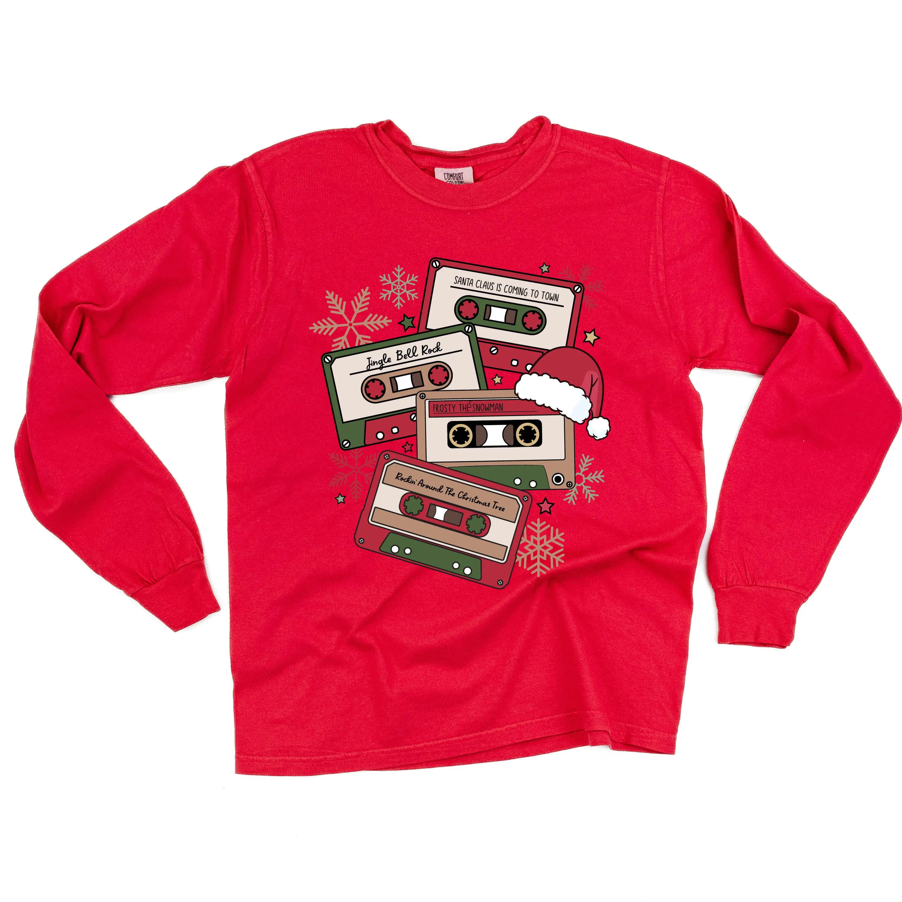 Christmas Cassette Tapes - LONG SLEEVE Comfort Colors Tee