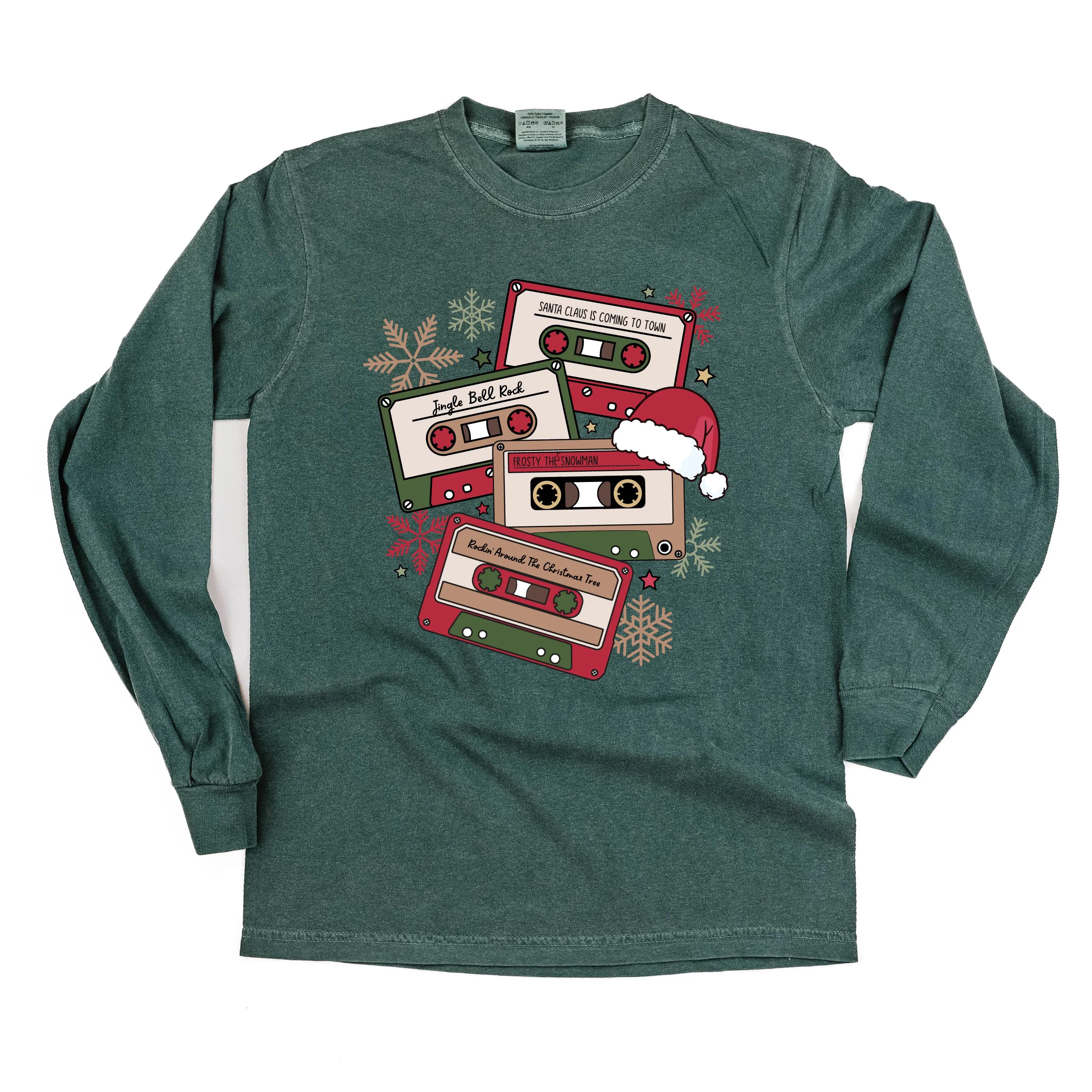 Christmas Cassette Tapes - LONG SLEEVE Comfort Colors Tee