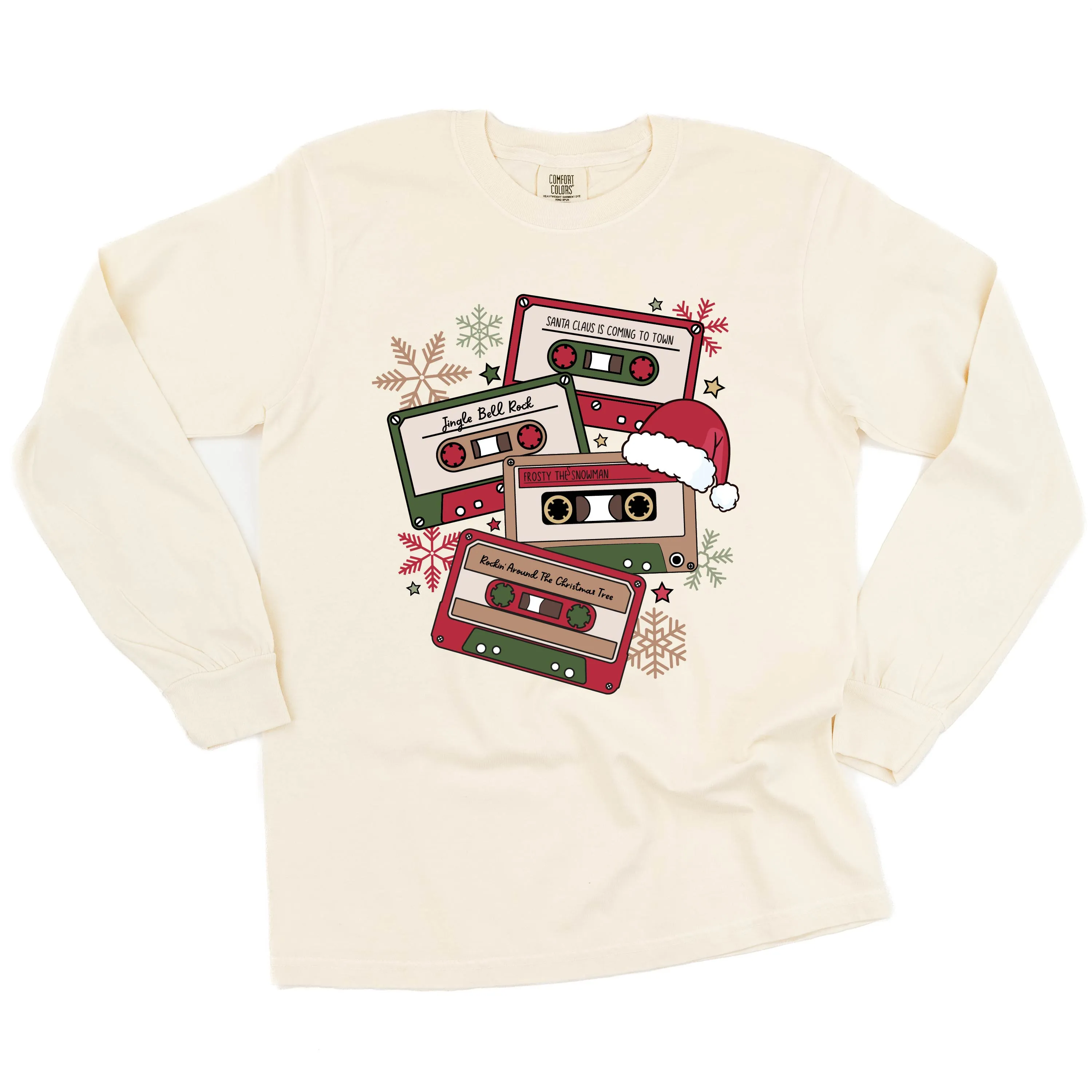 Christmas Cassette Tapes - LONG SLEEVE Comfort Colors Tee