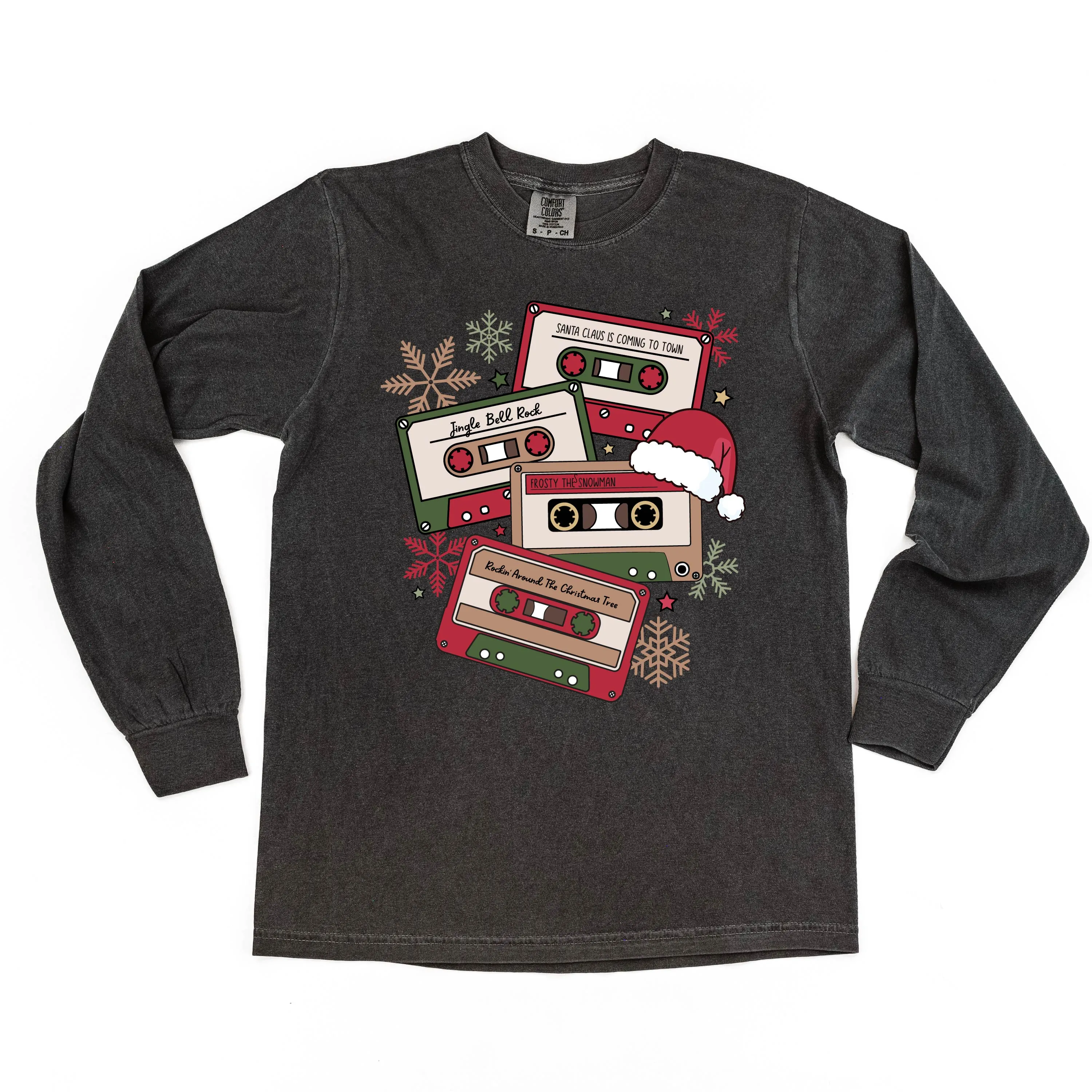 Christmas Cassette Tapes - LONG SLEEVE Comfort Colors Tee