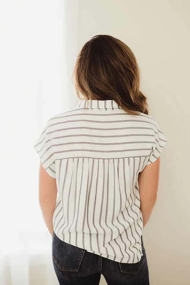 Collared Stripe Button Up Top