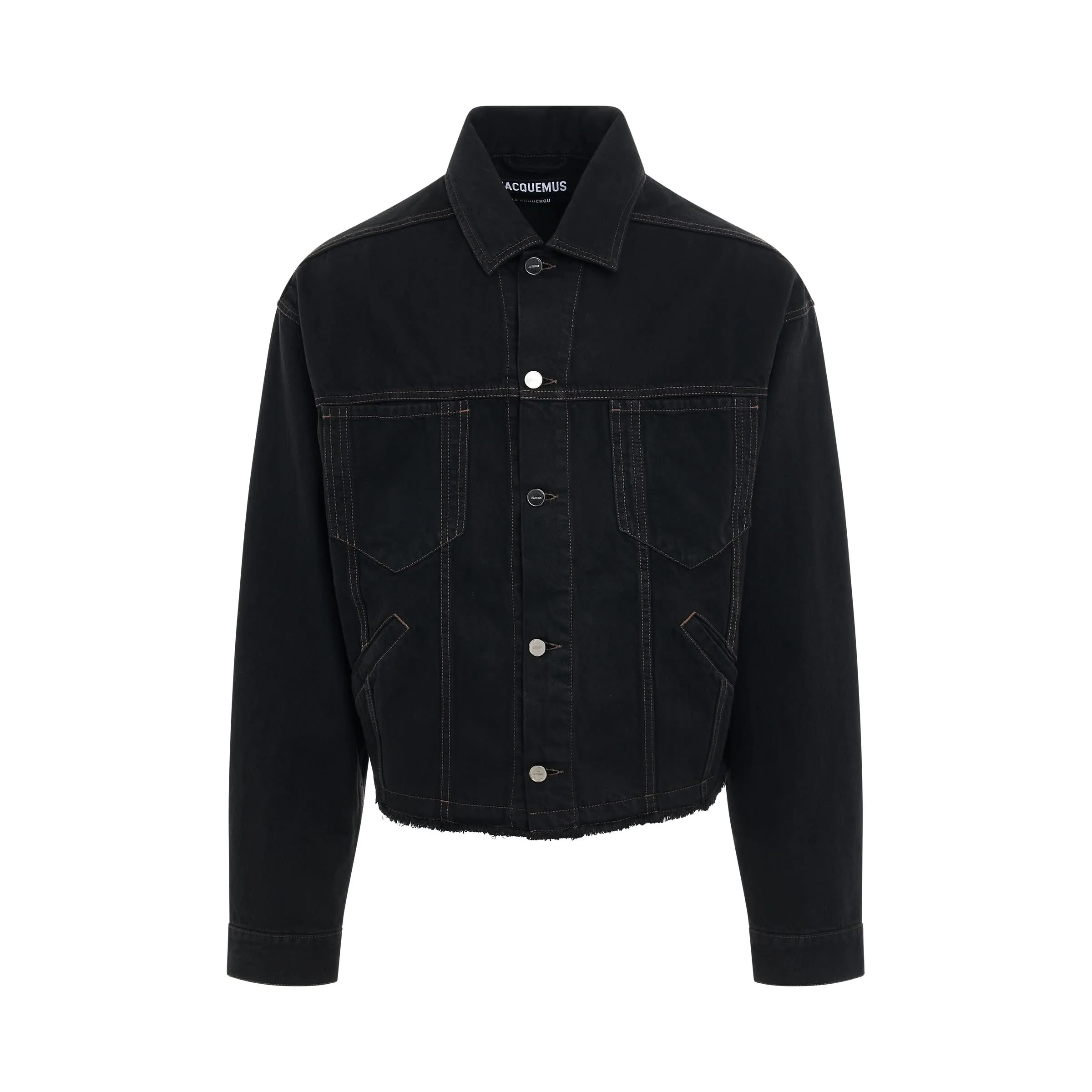 Criollo Denim Frayed Jacket in Black/Brown