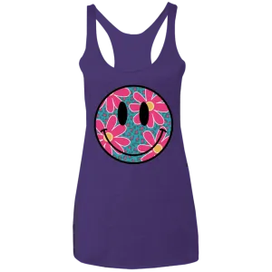 Daisy Smiley Face Ladies' Triblend Racerback Tank