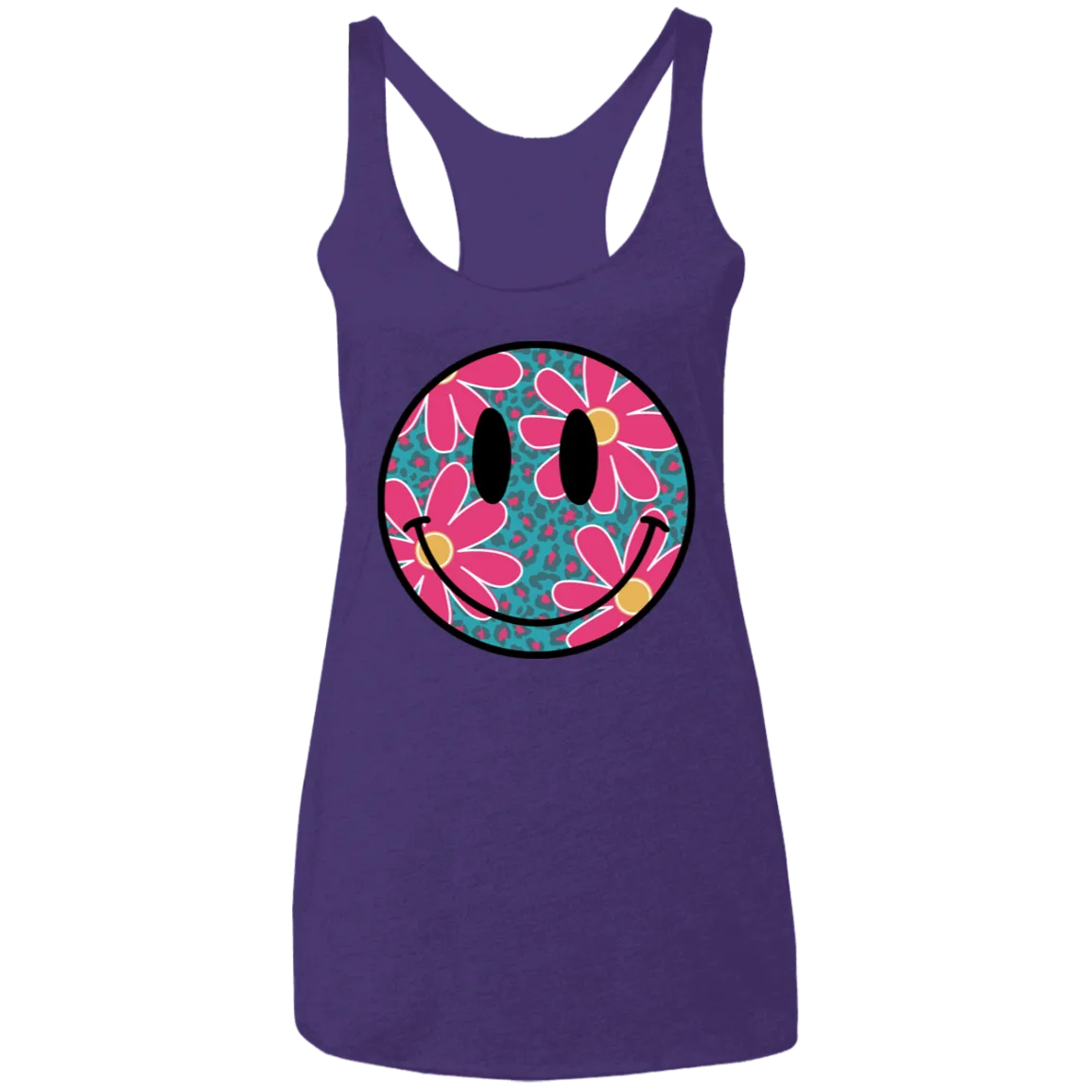 Daisy Smiley Face Ladies' Triblend Racerback Tank