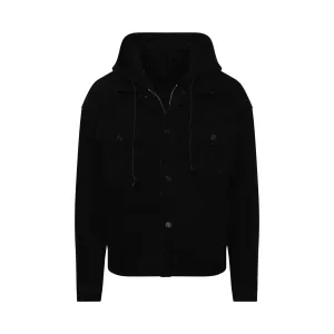 Detachable Hooded Trucker Jacket in Black