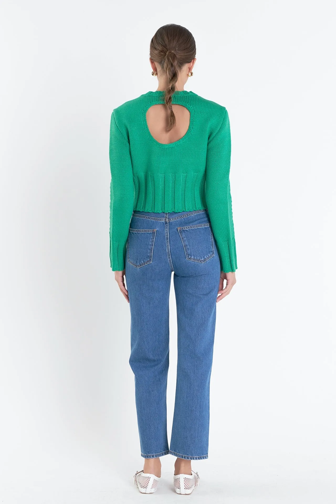 English Factory - Open Back Cropped Sweater