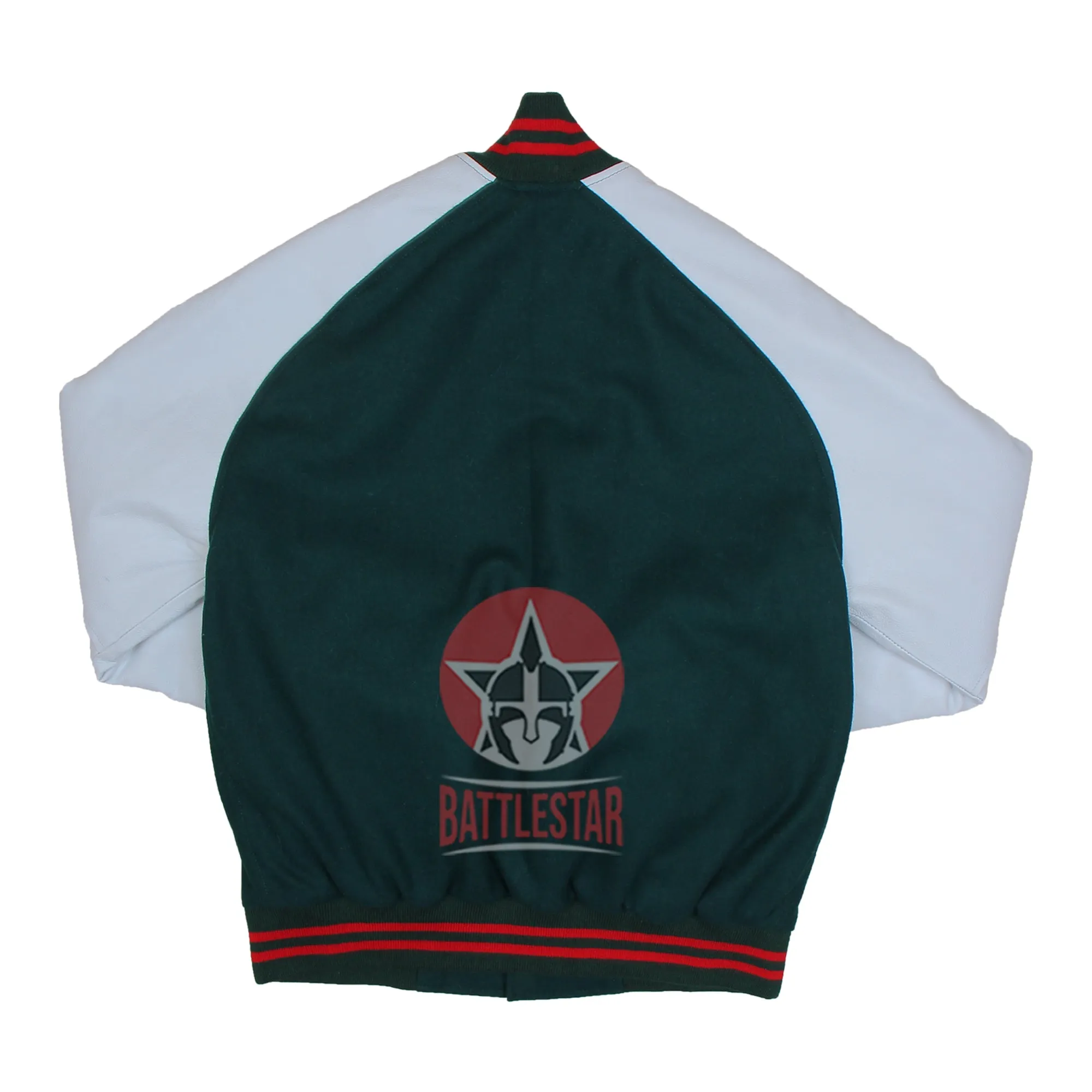 Forest Green Wool White Raglan Leather Sleeves Varsity Jacket