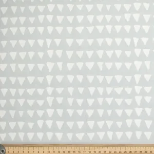 Geometric & Dots Collection White Triangle  on Grey Cotton Prints