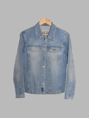 Gianfranco Ferre Jeans 1990s faded washed blue panelled denim jacket