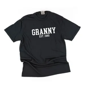 Granny - EST. (Select Your Year) - SHORT SLEEVE COMFORT COLORS TEE