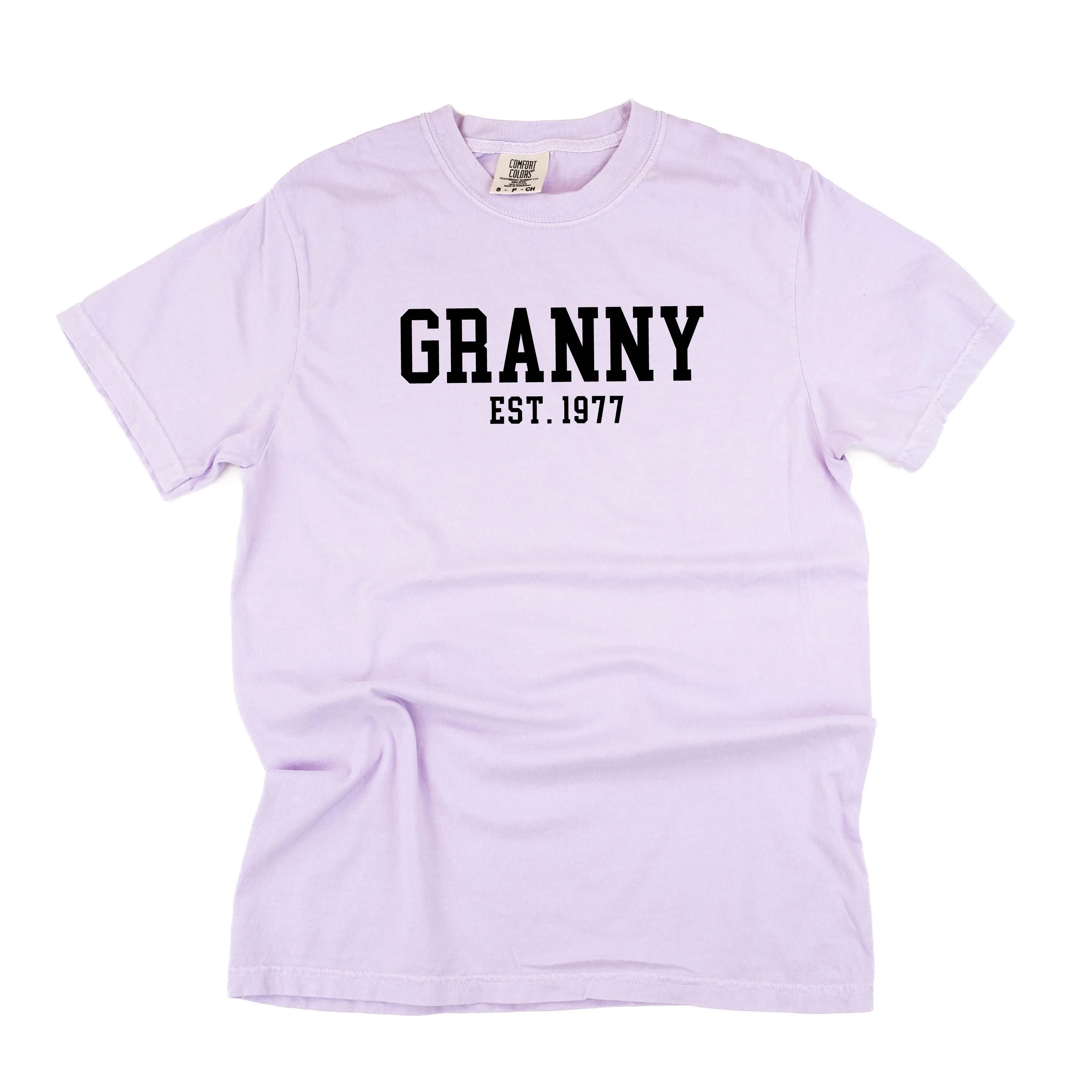 Granny - EST. (Select Your Year) - SHORT SLEEVE COMFORT COLORS TEE