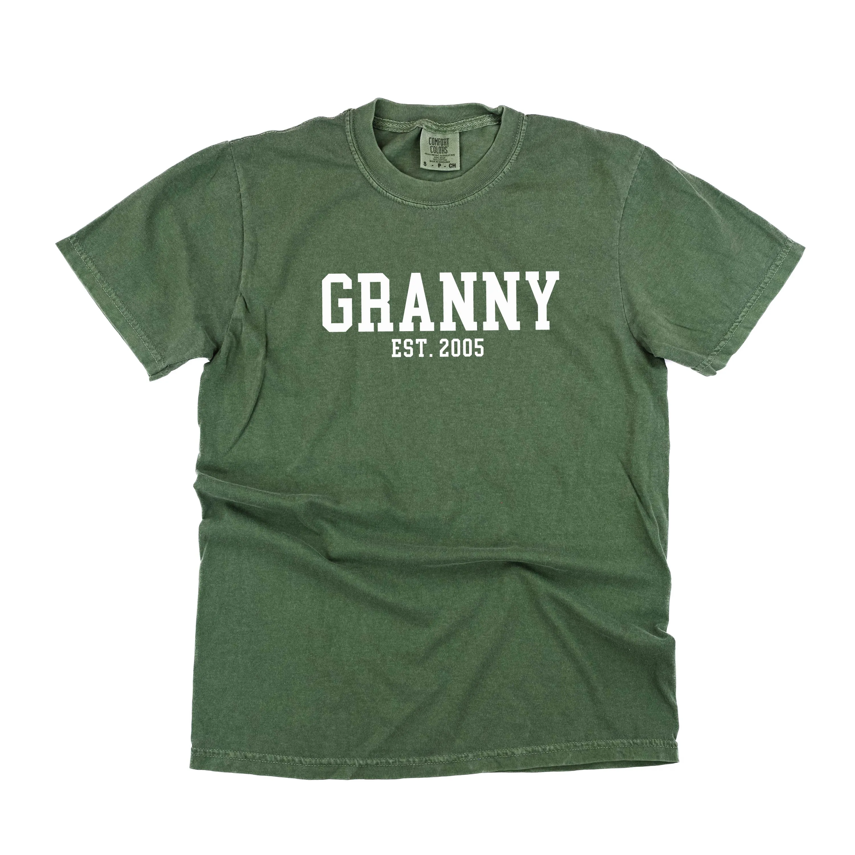 Granny - EST. (Select Your Year) - SHORT SLEEVE COMFORT COLORS TEE