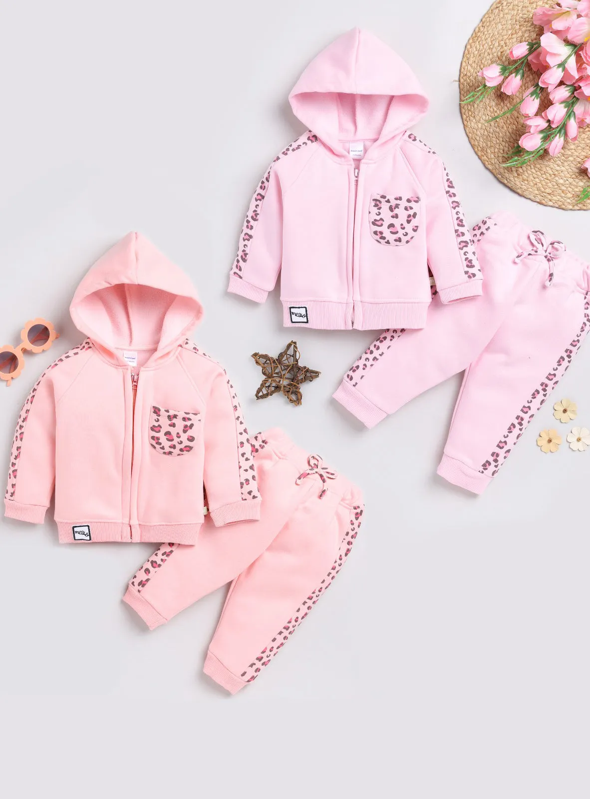 Hoodie and Joggers Set - Pink and Peach