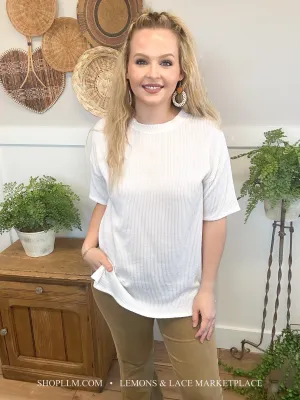 Ivory Ribbed Scoop Neck Top