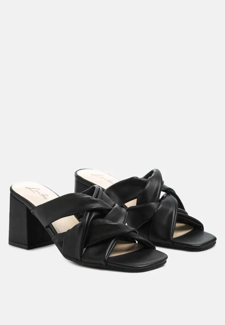 Knope Cross Straps Block Heel Sandals