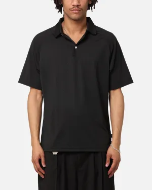 Malbon Raglan Sleeve Mesh Polo Shirt Black