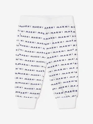 MARNI Baby Logo Print Joggers in White