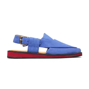 Megumi - Men's Light Blue Kid Suede Sandal