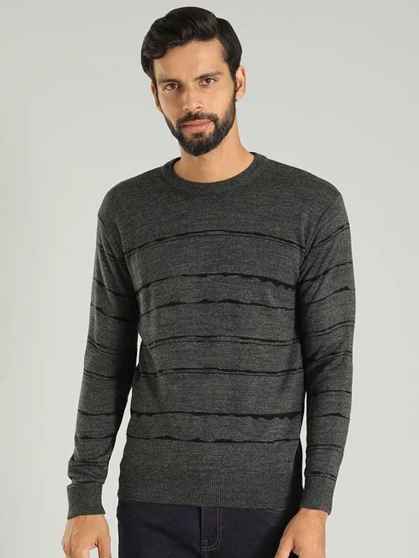 Men Striped Full Sleeve Crew Neck Sweater