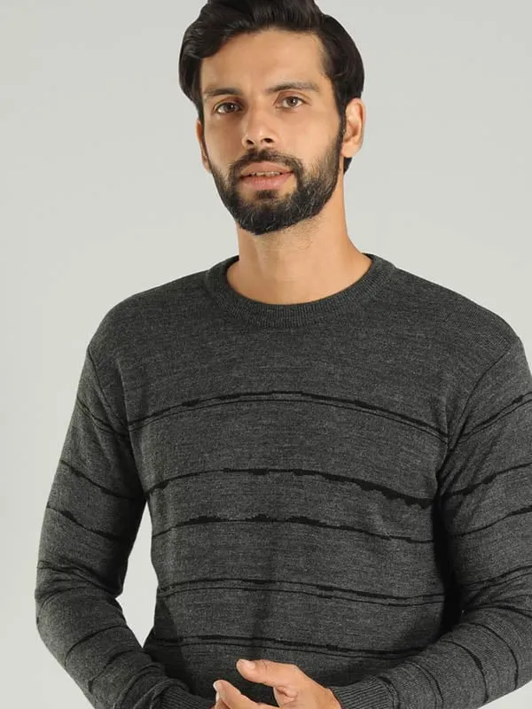 Men Striped Full Sleeve Crew Neck Sweater