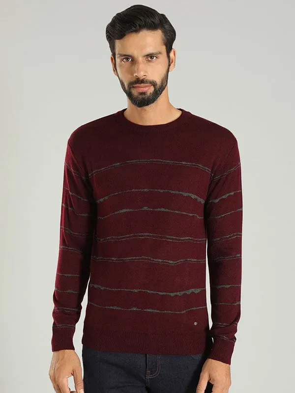 Men Striped Full Sleeve Crew Neck Sweater