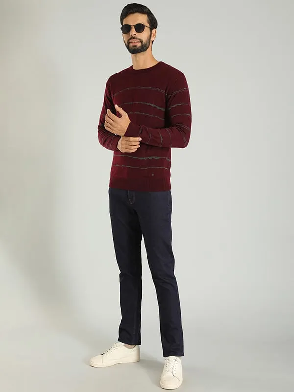 Men Striped Full Sleeve Crew Neck Sweater