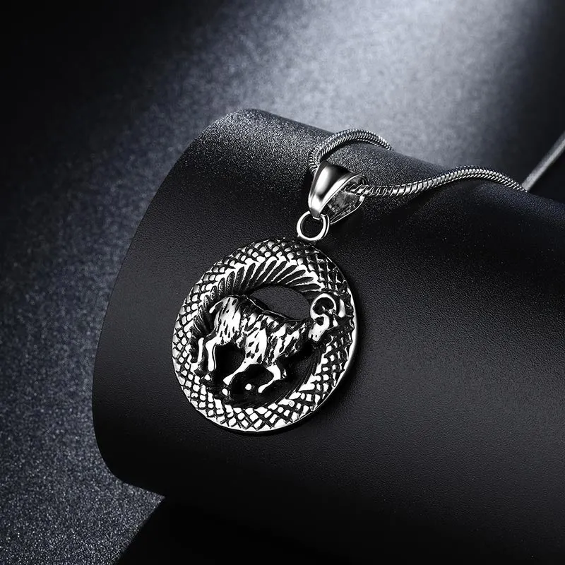 Men Zodiac Aries Necklace Pendant Star Sign Constellation Jewelry Women Boys Girls Birthday Gift