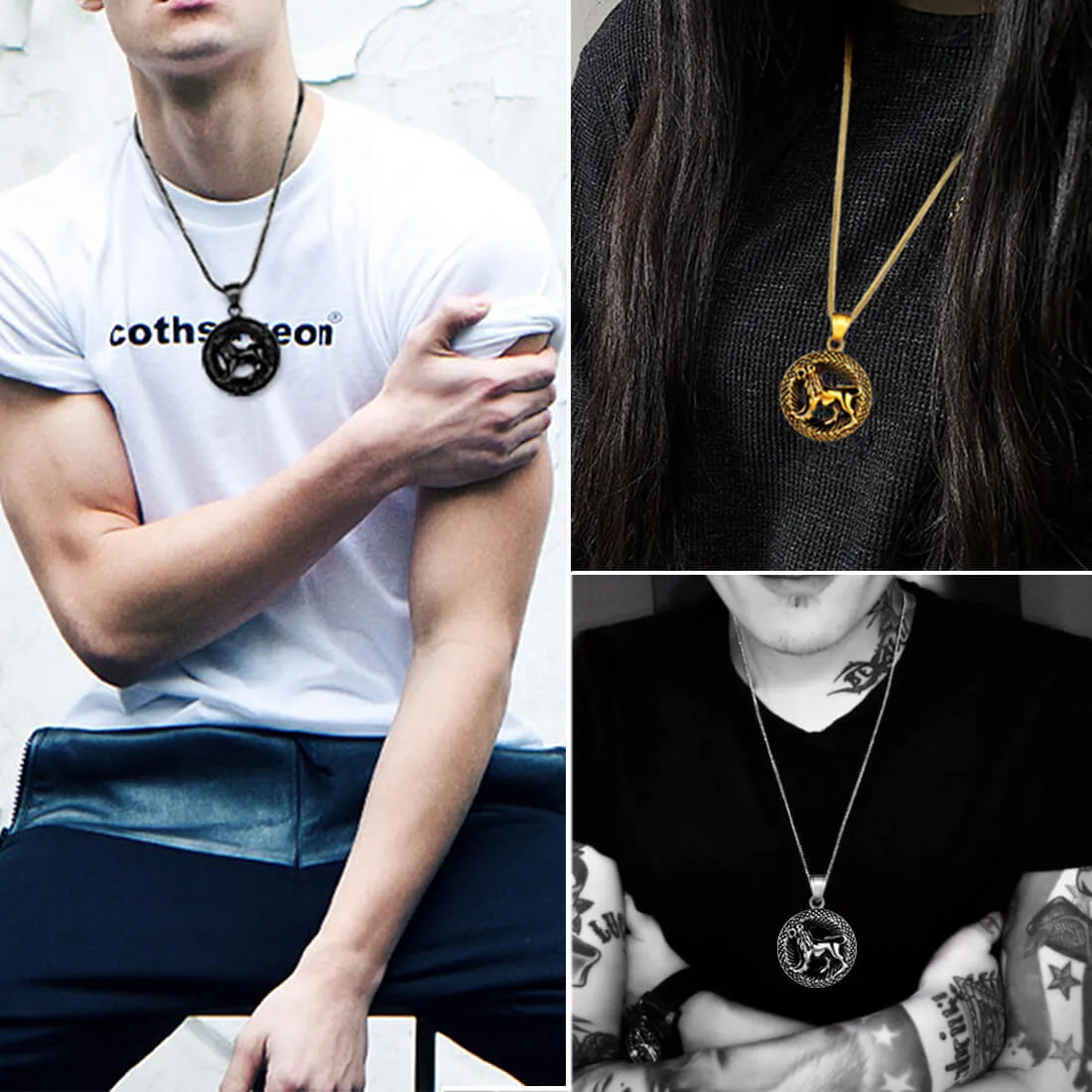 Men Zodiac Leo Necklace Pendant Star Sign Constellation Jewelry Women Boys Girls Birthday Gift