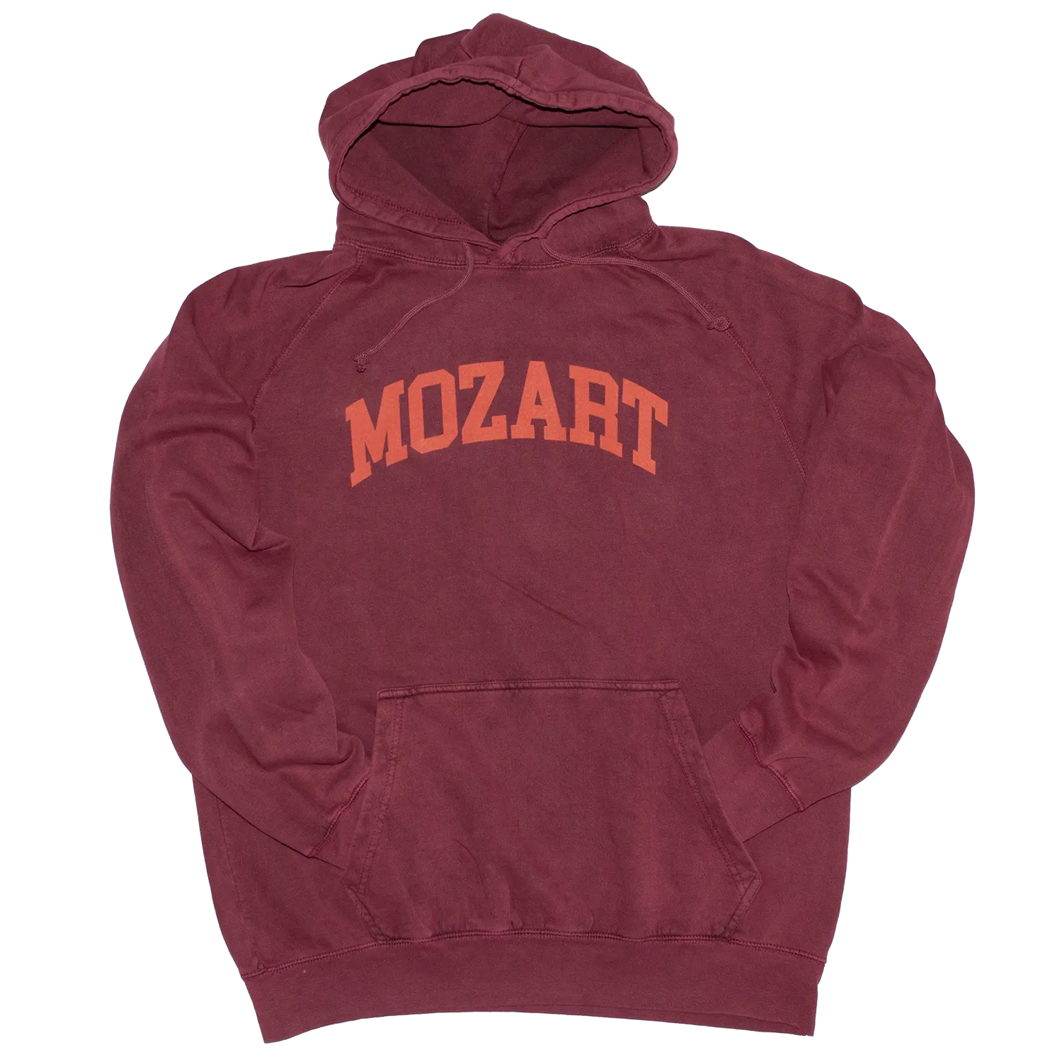 Mozart Garment Dyed Purple Rust Vintage Style Relaxed Fit Mens Hoodie