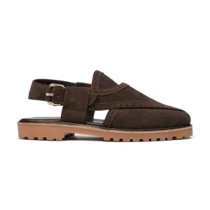 Nao - Men's Dark Brown Kid Suede Sandal