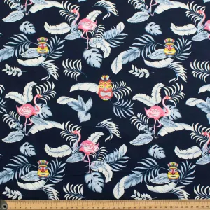 Navy Flamingo Tiki Tropical Cotton Prints