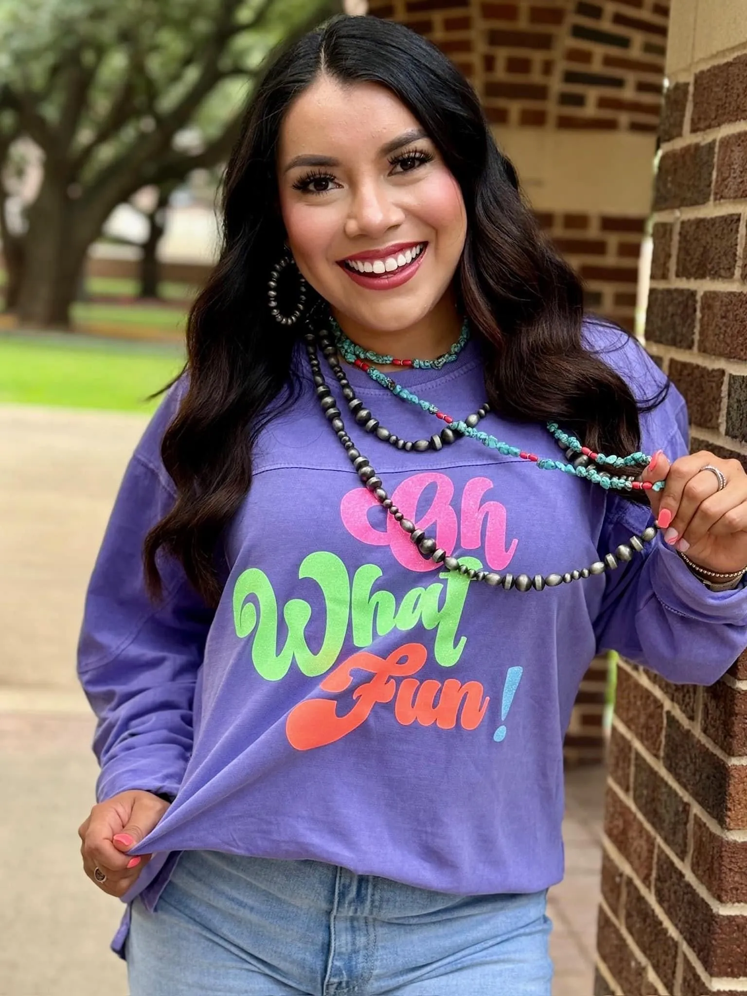 Oh What Fun Glitter Purple Long Sleeve Tee