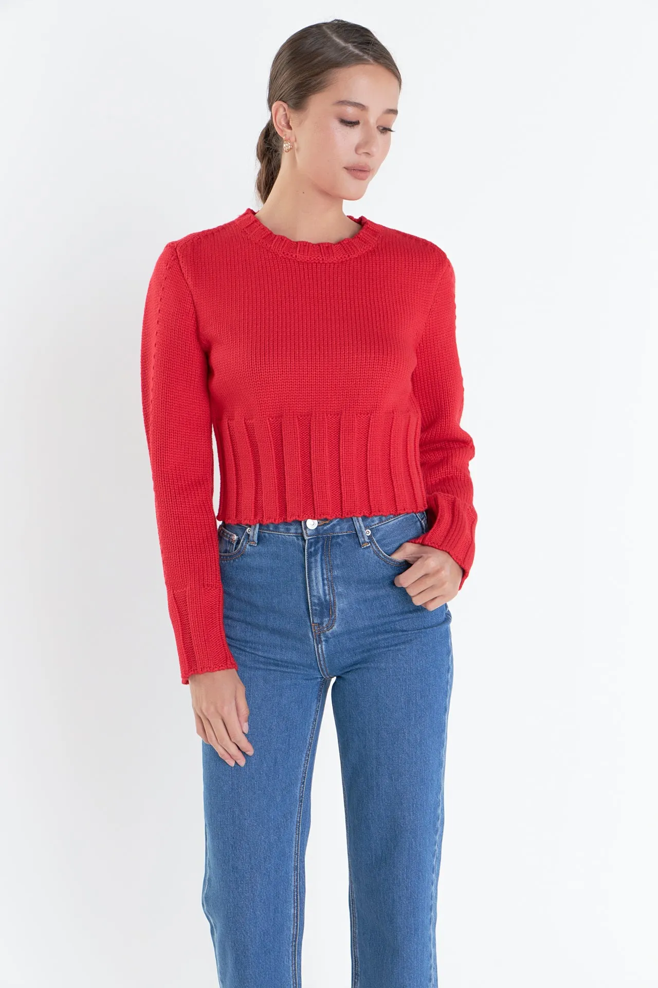 Open Back Cropped Sweater