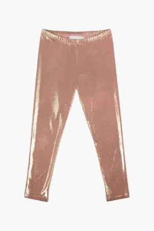 Paper Wings Rose Gold Metallic Girls Leggings (Size 2 left)