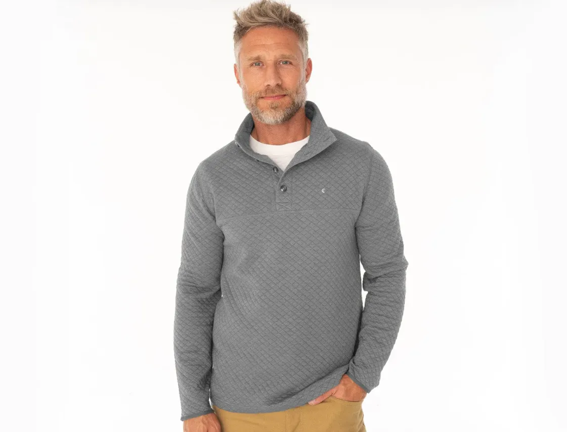 Quilted Pullover - Dark Heather Gray