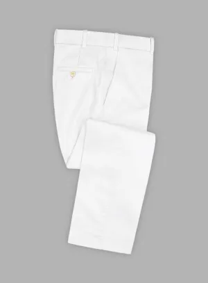 Scabal White Cotton Stretch Pants