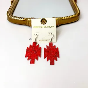 Stone Cold Aztec Cutout Earrings in Red