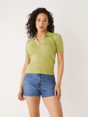 The Johnny Collar Knit Top in Lime